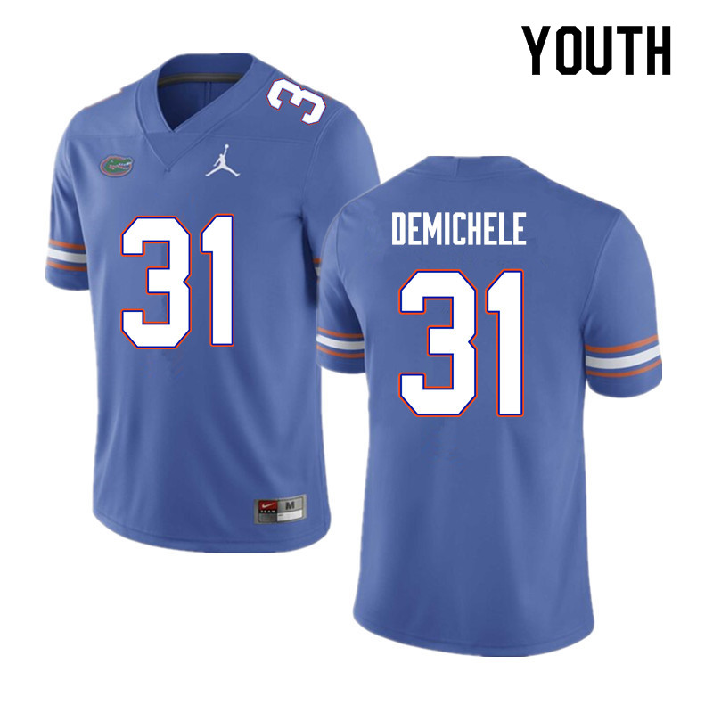 Youth #31 Chase DeMichele Florida Gators College Football Jerseys Sale-Blue - Click Image to Close